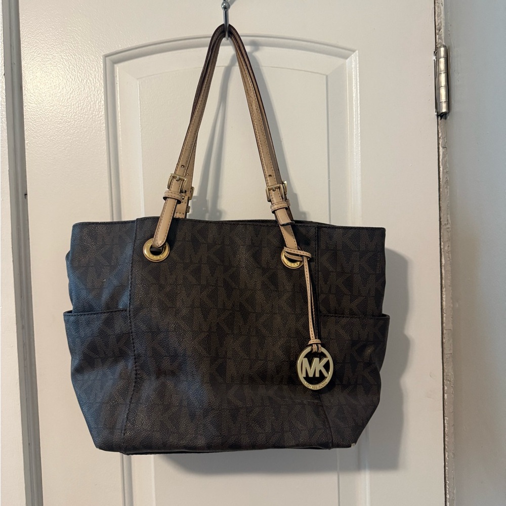 Michael Kors Black and Tan Signature Tote